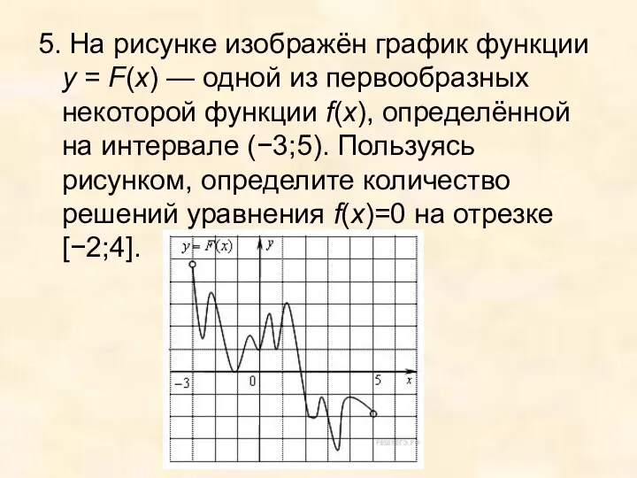 5. На рисунке изображён график функции y = F(x) — одной из первообразных