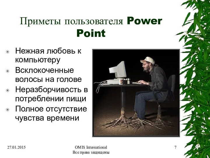 OMIS International Все права защищены Приметы пользователя Power Point Нежная