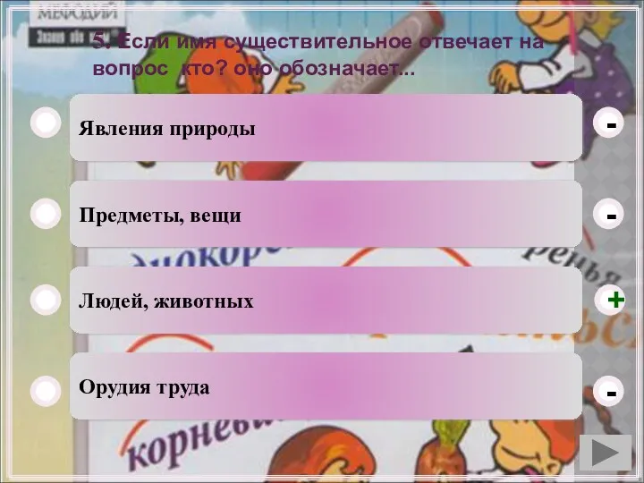 5. Если имя существительное отвечает на вопрос кто? оно обозначает...