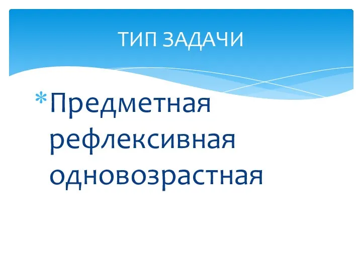 Предметная рефлексивная одновозрастная ТИП ЗАДАЧИ