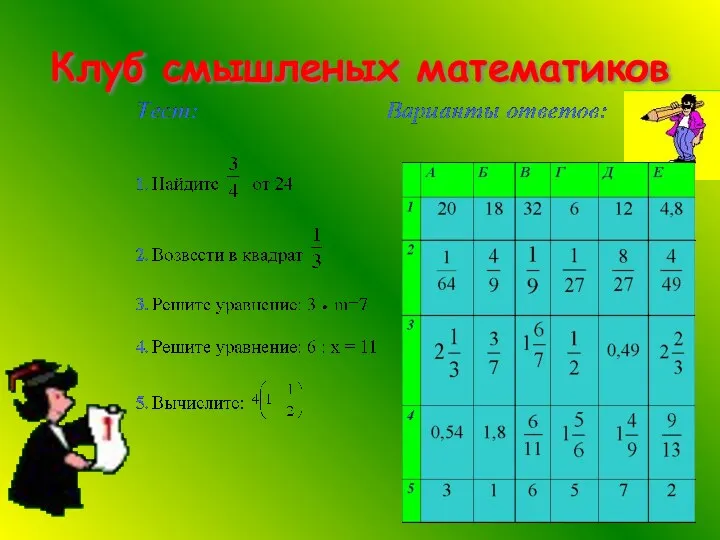 Клуб смышленых математиков