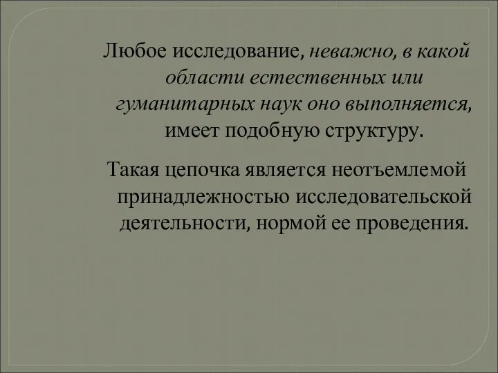 Любое исследование, неважно, в какой области естественных или гуманитарных наук