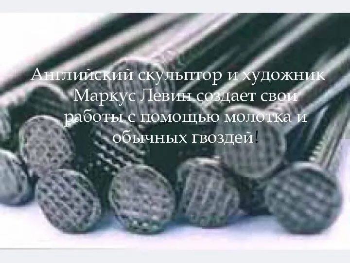 Английский скульптор и художник Маркус Левин создает свои работы с помощью молотка и обычных гвоздей!