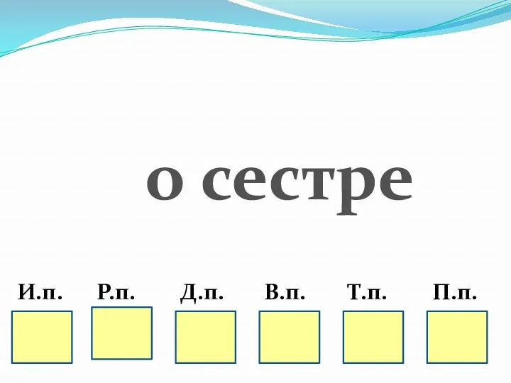 И.п. Р.п. Д.п. В.п. Т.п. П.п. о сестре