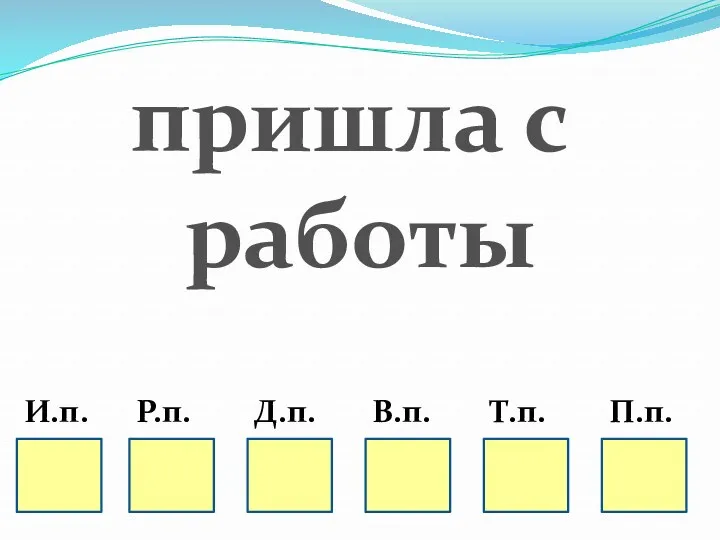 И.п. Р.п. Д.п. В.п. Т.п. П.п. пришла с работы