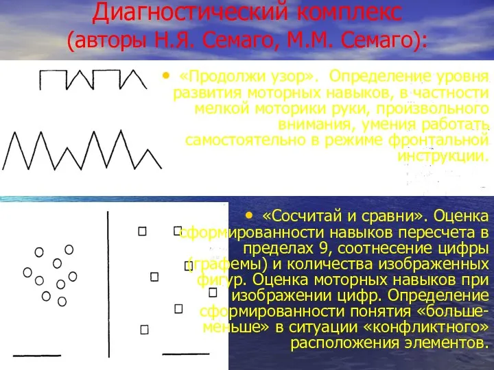 Диагностический комплекс (авторы Н.Я. Семаго, М.М. Семаго): «Продолжи узор». Определение