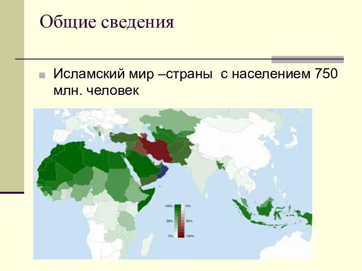 Общие сведения Исламский мир –страны с населением 750 млн. человек