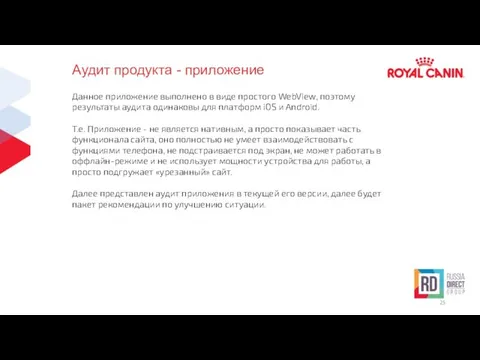 Аудит продукта - приложение Данное приложение выполнено в виде простого