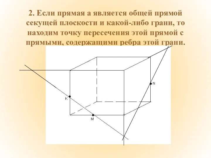 2. Если прямая a является общей прямой секущей плоскости и какой-либо грани, то