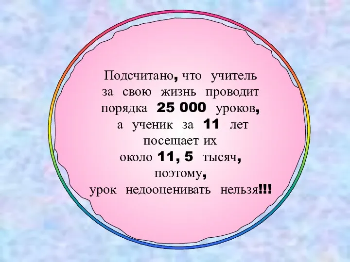 Подсчитано, что учитель за свою жизнь проводит порядка 25 000