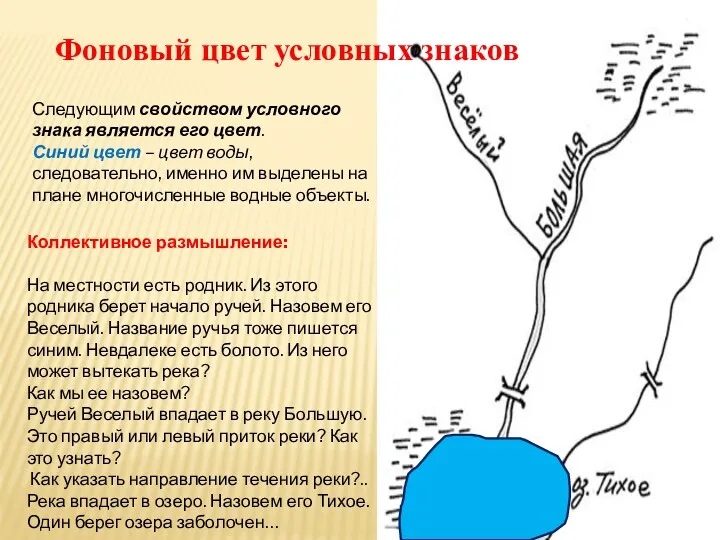 Следующим свойством условного знака является его цвет. Синий цвет –