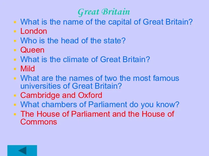 Great Britain What is the name of the capital of
