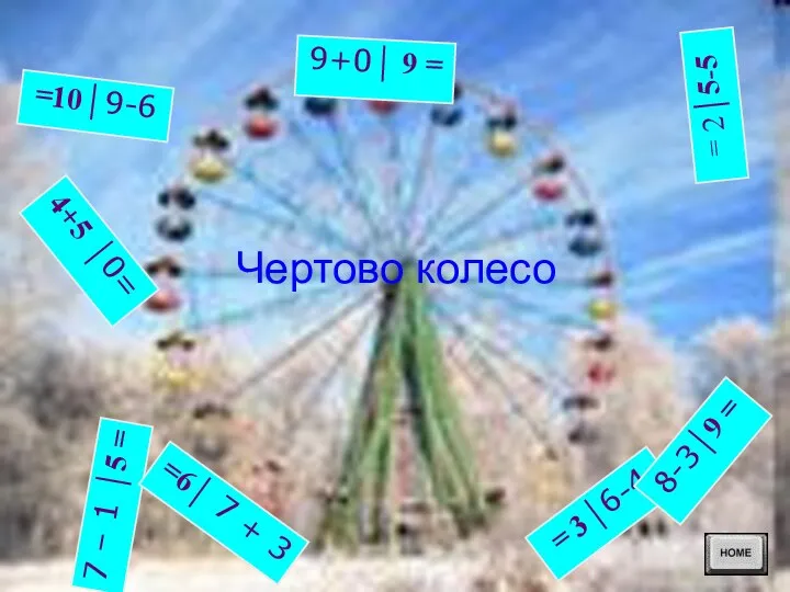 Чертово колесо 7 – 1 │5 = =6│ 7 +