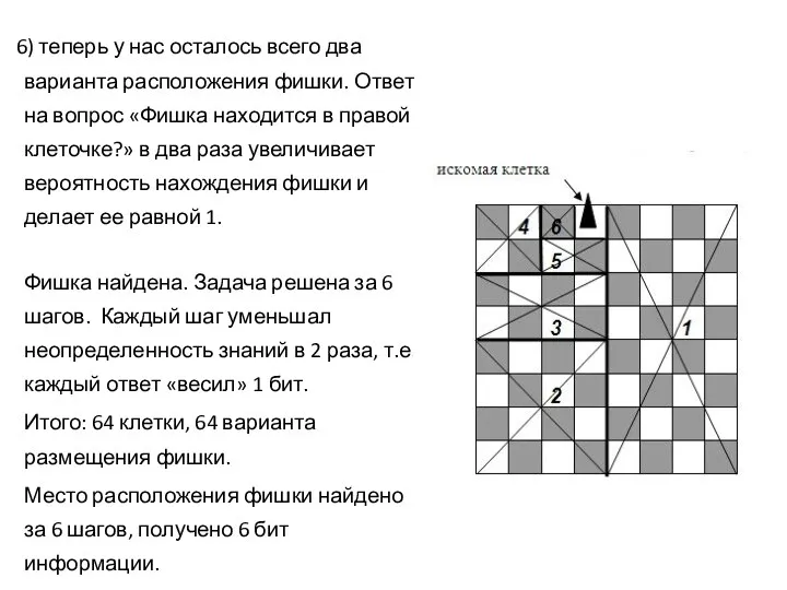 6) теперь у нас осталось всего два варианта расположения фишки.