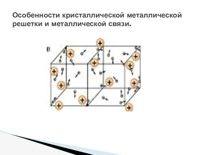 Особенности кристаллической металлической решетки и металлической связи.