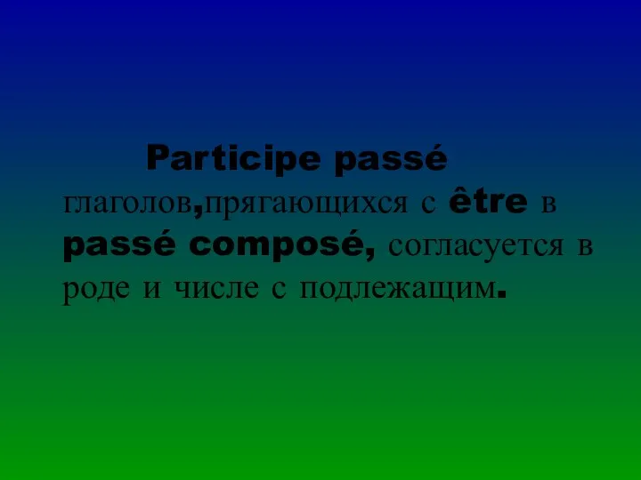 Participe passé глаголов,прягающихся с être в passé composé, согласуется в роде и числе с подлежащим.