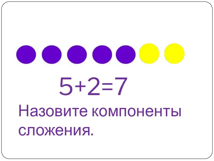 5+2=7 Назовите компоненты сложения.