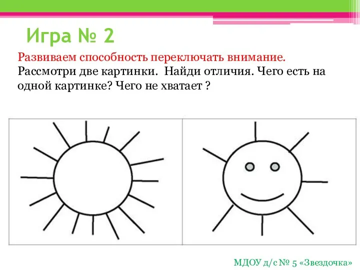 Игра № 2 Развиваем способность переключать внимание. Рассмотри две картинки.