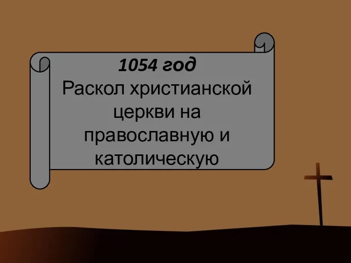 1054 год Раскол христианской церкви на православную и католическую