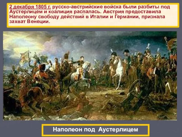 2 декабря 1805 г. русско-австрийские войска были разбиты под Аустерлицем