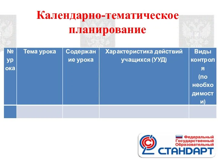 Календарно-тематическое планирование