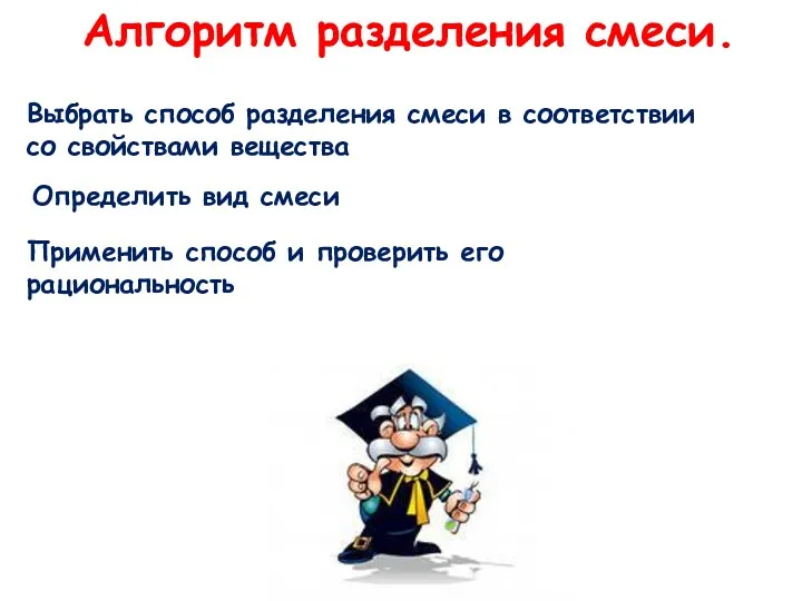 Алгоритм разделения смеси. Выбрать способ разделения смеси в соответствии со