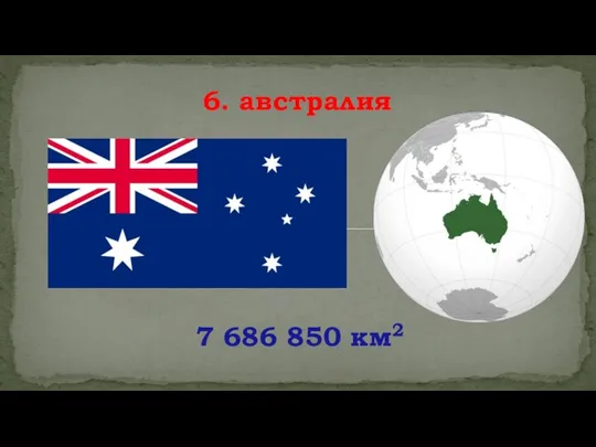 7 686 850 км2 6. австралия