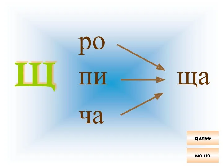 ро пи ча ща Щ меню далее