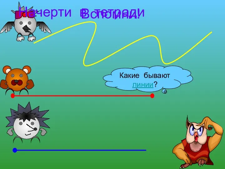 Вспомни! Какие бывают линии? Начерти в тетради