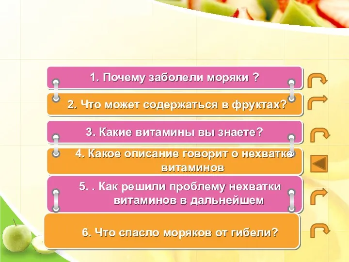 1. Почему заболели моряки ? 2. Что может содержаться в