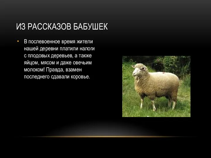 В послевоенное время жители нашей деревни платили налоги с плодовых