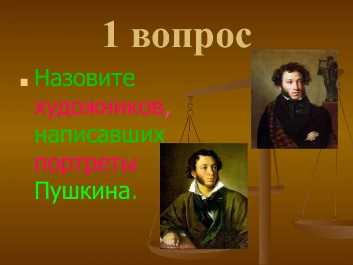 1 вопрос Назовите художников, написавших портреты Пушкина.