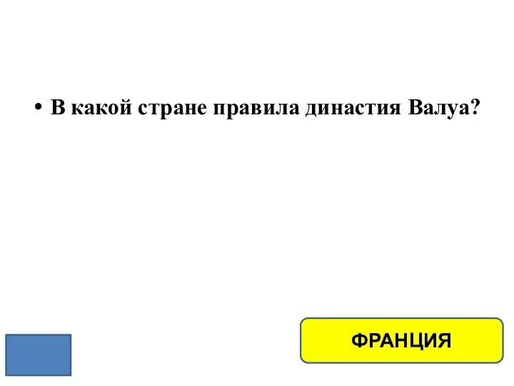 В какой стране правила династия Валуа? ФРАНЦИЯ