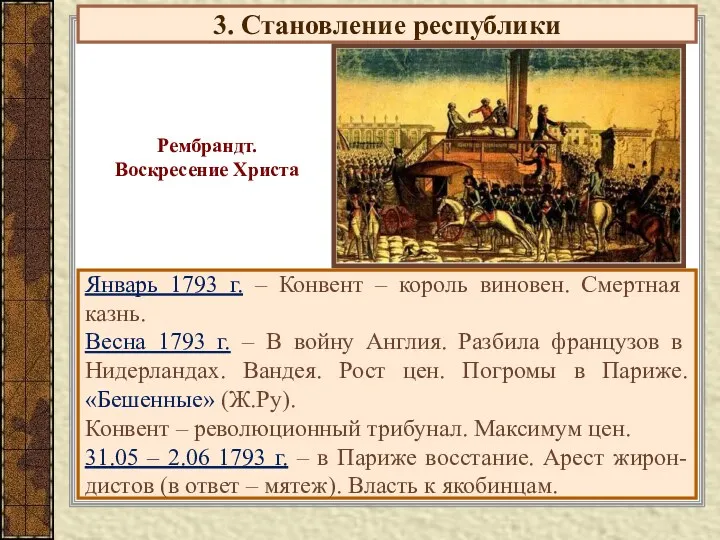 3. Становление республики Январь 1793 г. – Конвент – король