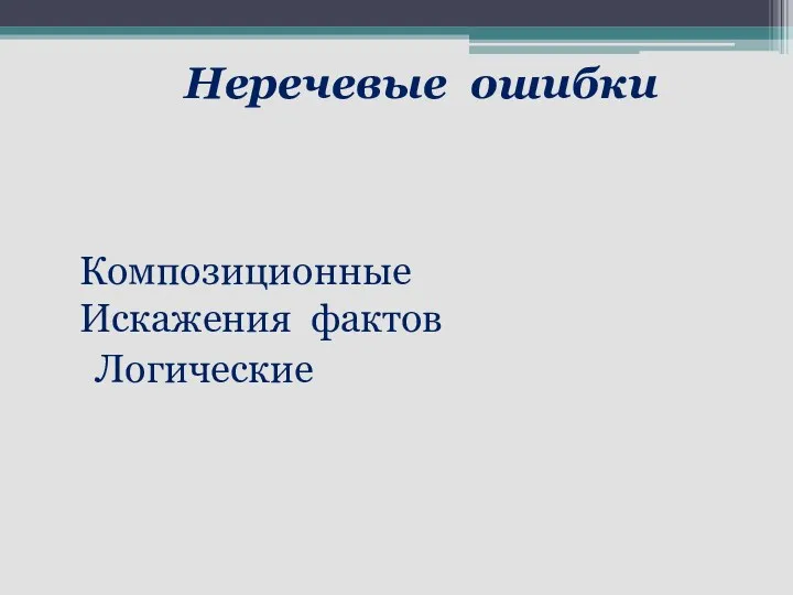 Неречевые ошибки Композиционные Искажения фактов Логические