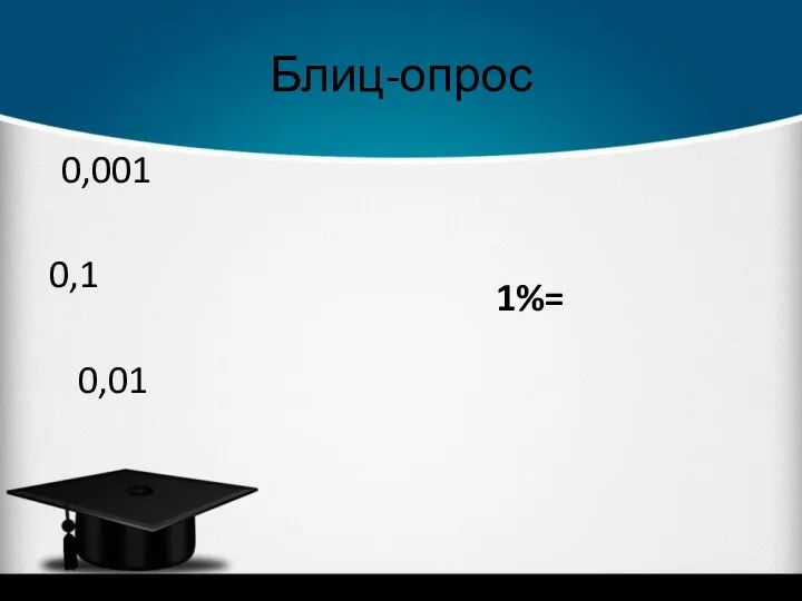 Блиц-опрос 1%= 0,001 0,01 0,1