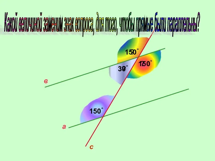 Какой величиной заменим знак вопроса, для того, чтобы прямые были параллельны? а в