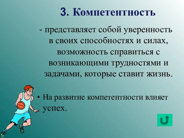 3. Компетентность представляет собой уверенность в своих способностях и силах,