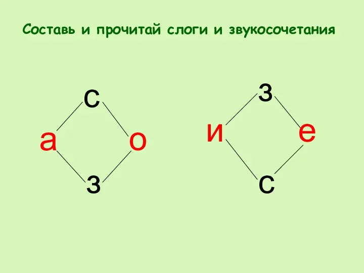 Составь и прочитай слоги и звукосочетания