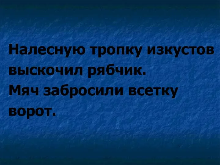 Налесную тропку изкустов выскочил рябчик. Мяч забросили всетку ворот.