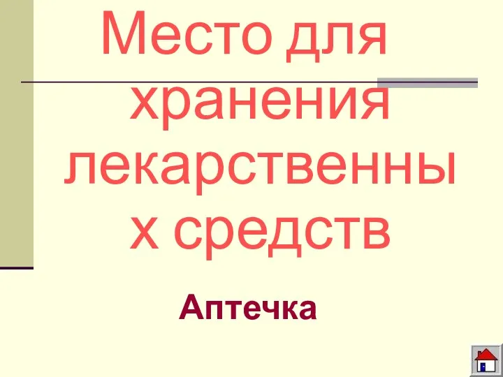 Место для хранения лекарственных средств Аптечка