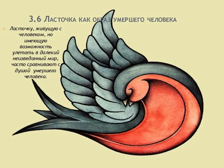 3.6 Ласточка как образ умершего человека Ласточку, живущую с человеком,