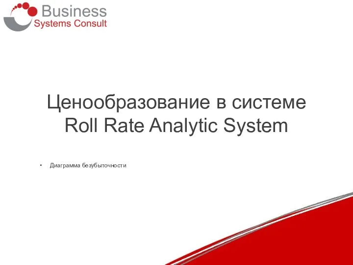 Ценообразование в системе Roll Rate Analytic System Диаграмма безубыточности