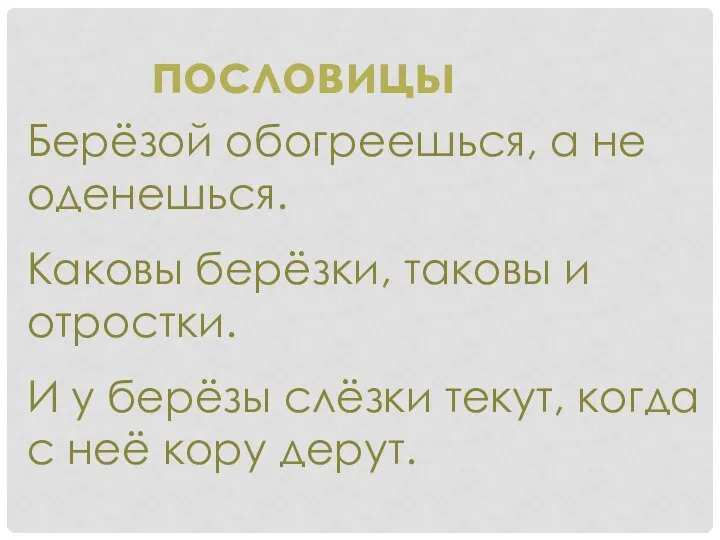 Берёзой обогреешься, а не оденешься. Каковы берёзки, таковы и отростки.