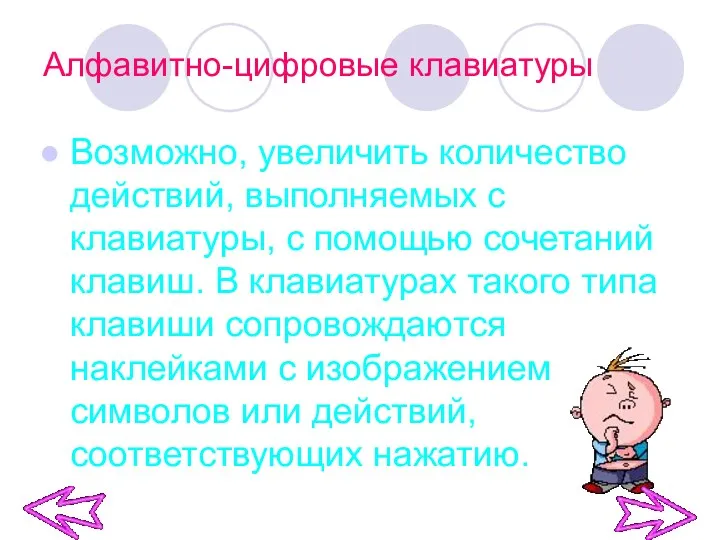 Алфавитно-цифровые клавиатуры Возможно, увеличить количество действий, выполняемых с клавиатуры, с