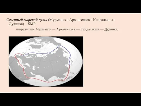 Северный морской путь (Мурманск - Архангельск - Кандалакша - Дудинка) – SMP направле­ние