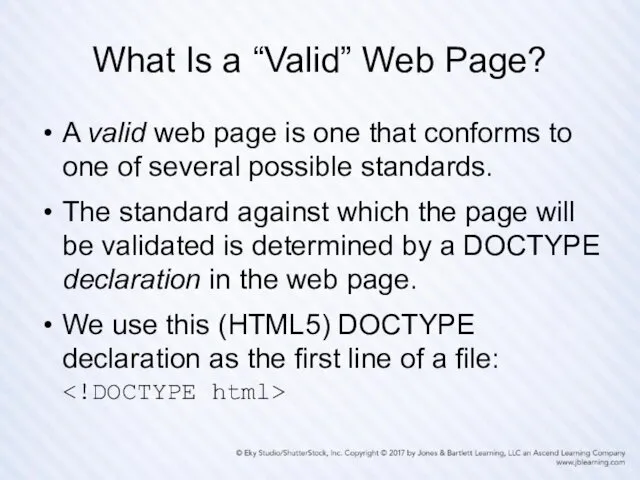 What Is a “Valid” Web Page? A valid web page