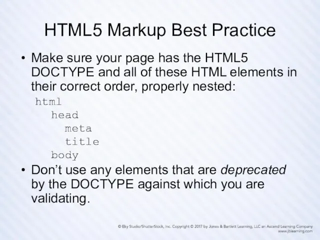 HTML5 Markup Best Practice Make sure your page has the