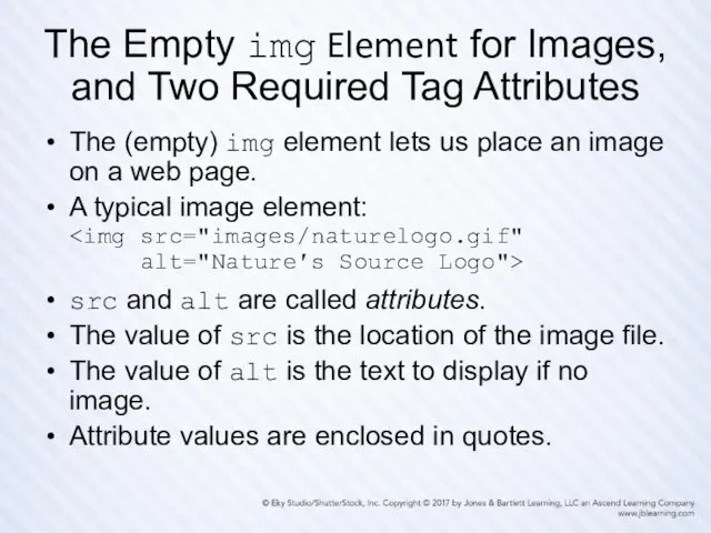 The Empty img Element for Images, and Two Required Tag