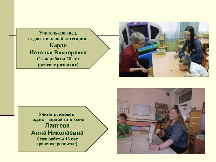 Учитель-логопед, педагог высшей категории, Карло Наталья Викторовна Стаж работы 28